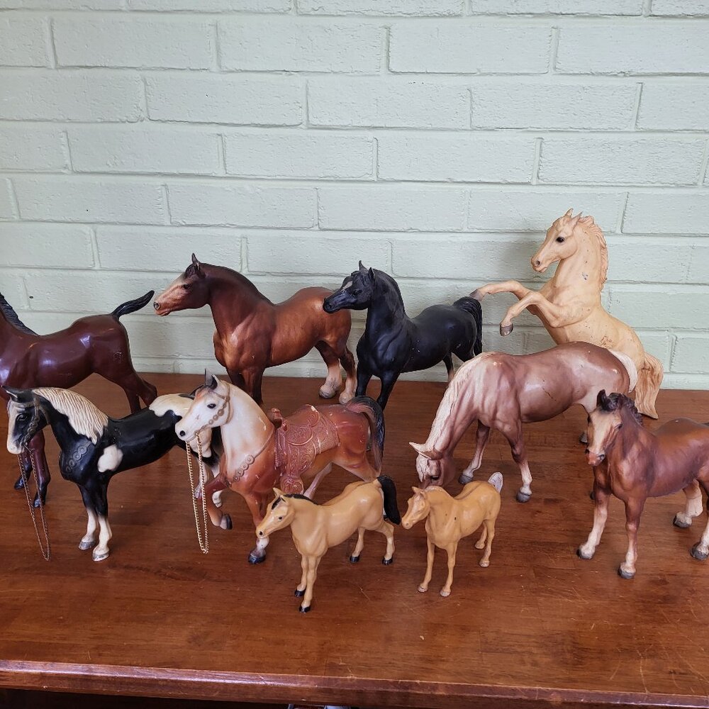 Vintage Breyer Horses Horse LOT of 10 with Blankets Brown Black Tan Marx USA